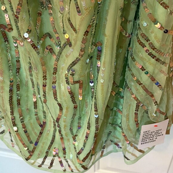 ASOS LUXE Mint Green Sequin Faux Feather Mini Dress NWT - Picture 6 of 6